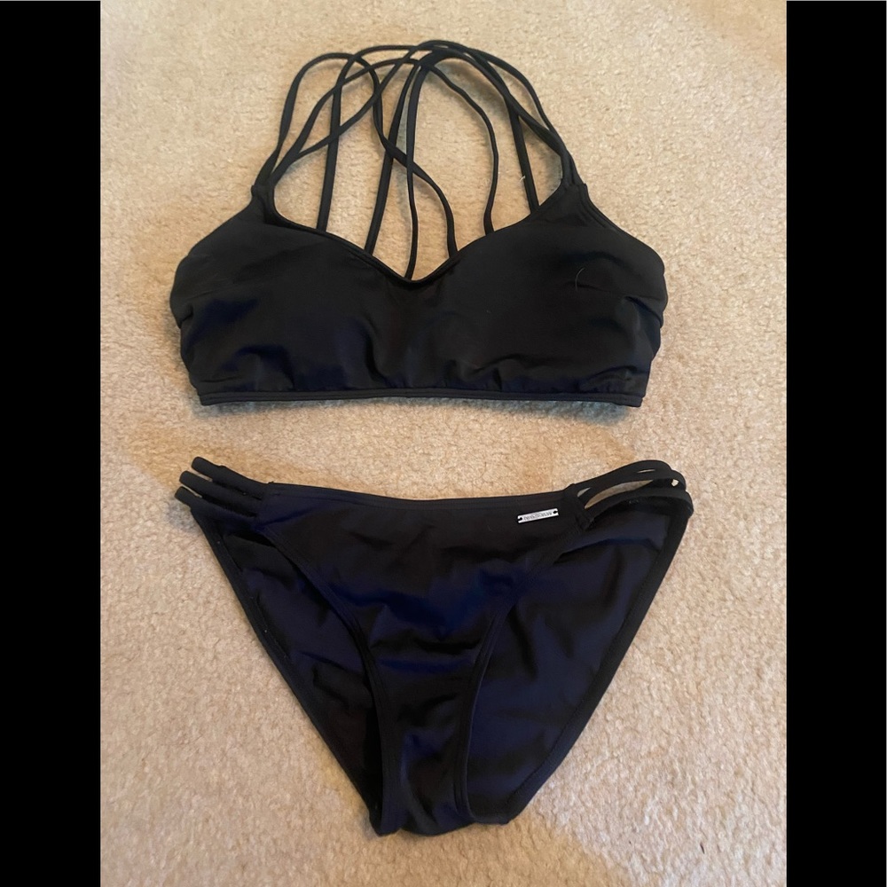 Bruno Banani bikini set-black, size S/M bottom, 34C-D top (no underwire)